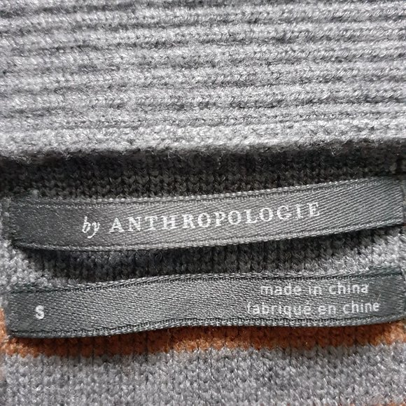 Anthropologie Elise Ribbed Tunic Gray Orange Stripe Off-the-Shoulder Size S - Picture 5 of 15